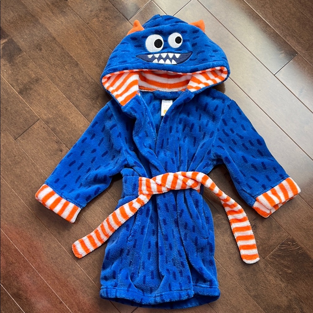 Kids Blue Monster Hooded Robe